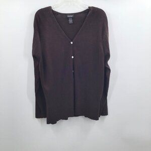 Vintage Sz. 22/24 Cardigan Chocolate Brown Avenue Knit Mother of Pearl Buttons